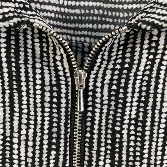 Catherines Womens Petite Plus 2XWP Black White Tunic Top Zip Front 3/4 Sleeve - Picture 7 of 8